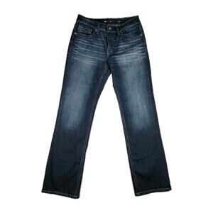 BKE Mens 33x34 Jake Blue Straight Leg Stretch Denim Jeans Classic Preppy Buckle